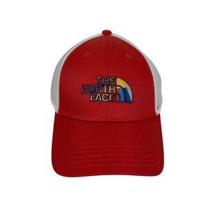 The North Face Mudder‎ Trucker Hat Red Logo Adjustable Snapback Cap One Size NEW